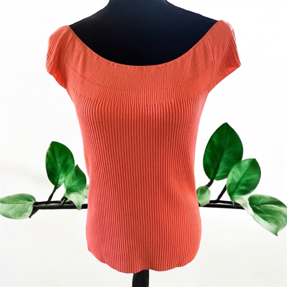NWT Hillard & Hanson Coral Ribbed Blouse
